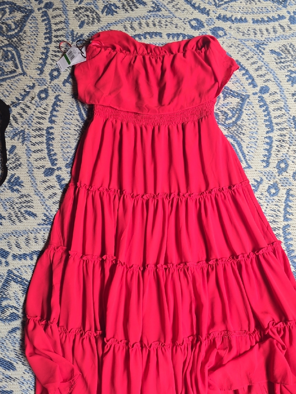 1.State Red Strapless Tiered Maxi Dress